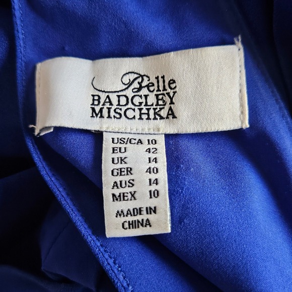 Badgley Mischka Royal Blue Halter Neck Bow Detail Dress Size 10 - Picture 7 of 9